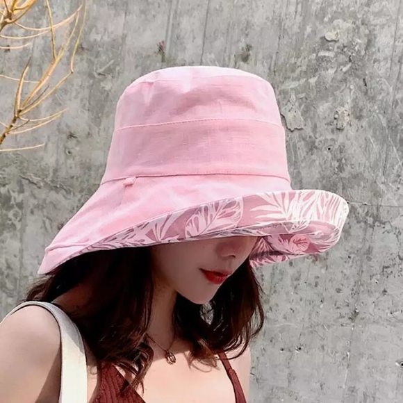 5⭐ rated 🧡 Pink/ Patterned Reversible Sun Hat - Picture 3 of 3